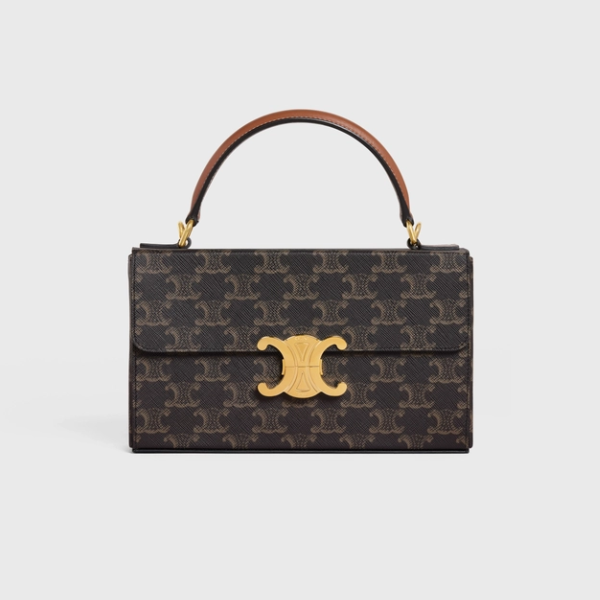 Celine Box Triomphe In Triomphe Canvas And Calfskin Tan 199992Cuz04Lu