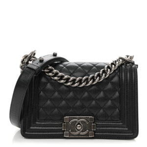 Chanel Boy Quilted Caviar Ruthenium-tone Small Black