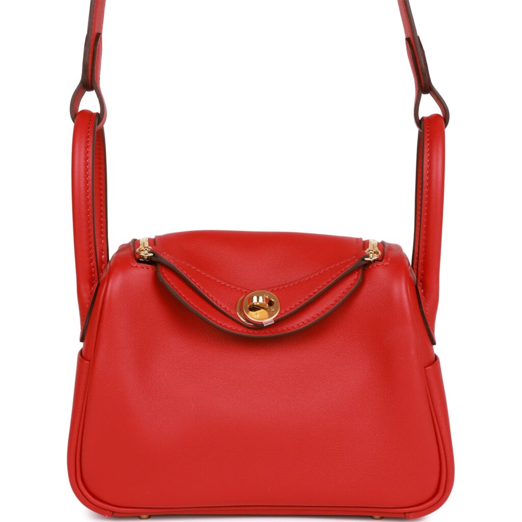 H Handbags Mini Lindy Rouge Piment Swift Gold Hardware