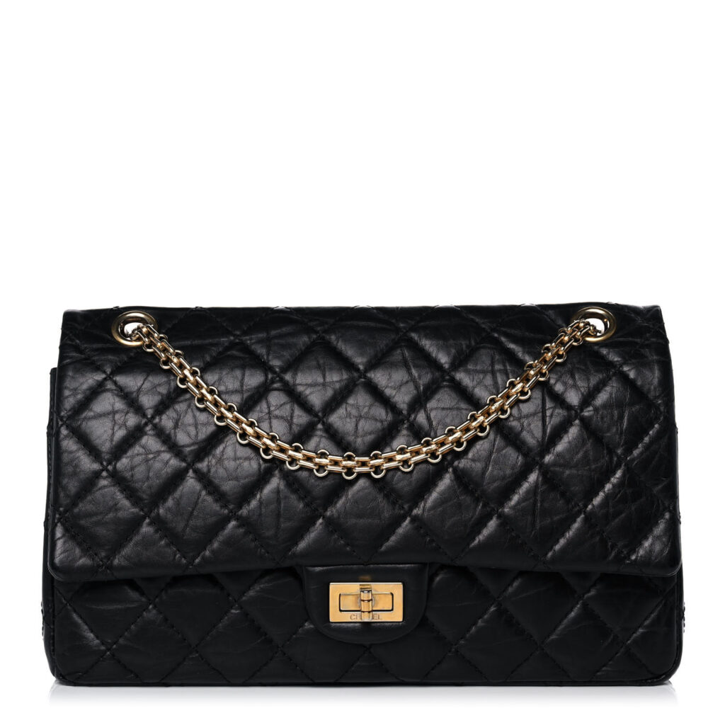 Chanel Aged Calfskin Quilted 2.55 Reissue 227 Flap Black Gold Hardware