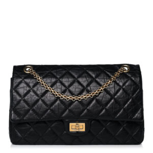 Chanel Aged Calfskin Quilted 2.55 Reissue 227 Flap Black Gold Hardware