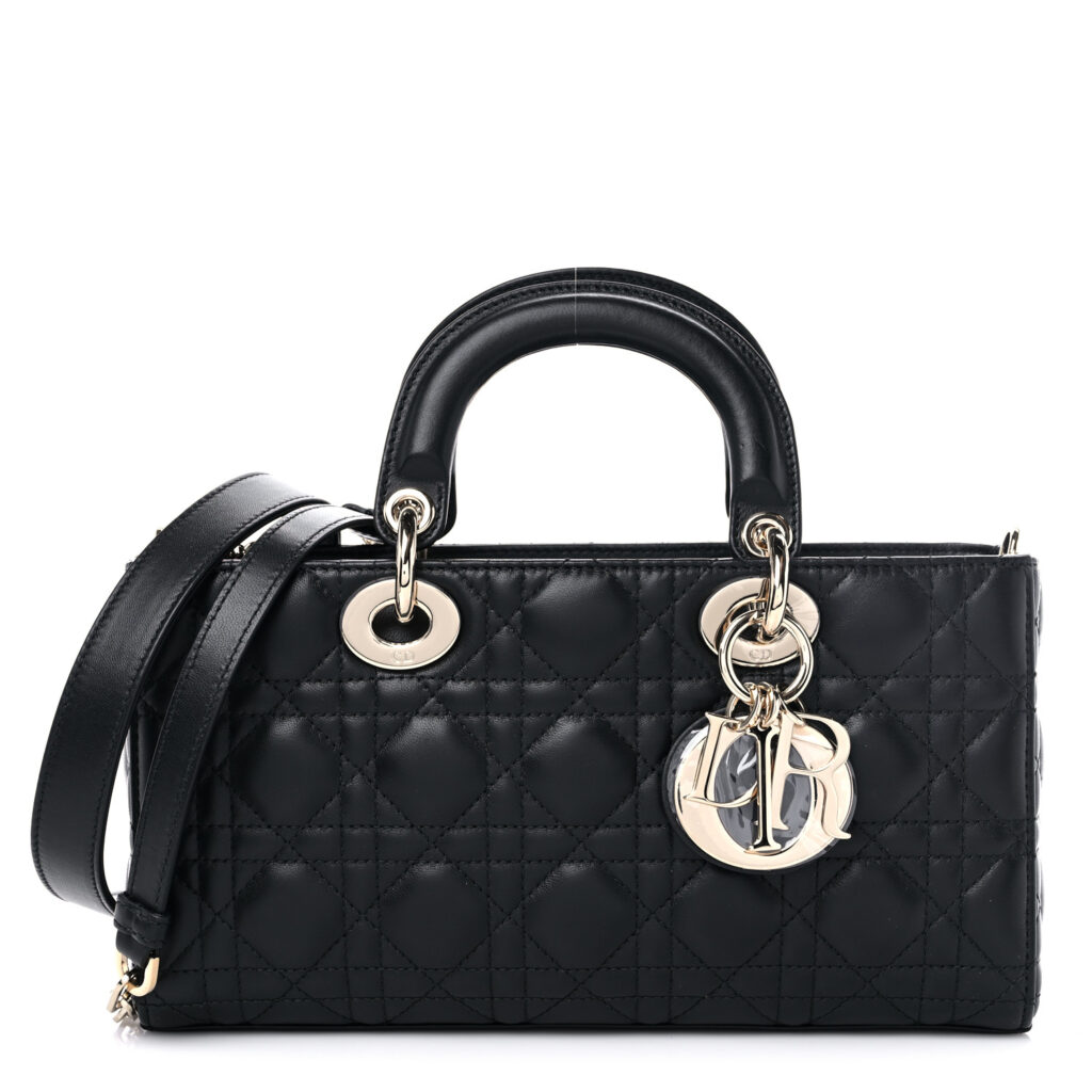 Medium Lady D-Joy Bag Black Cannage Lambskin 26cm