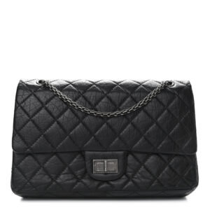 Chanel Aged Calfskin Quilted 2.55 Reissue 227 Flap Black Silver Hardware