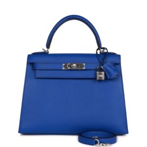 H Handbags Kelly Sellier 25 Bleu Royal Sellier Epsom Palladium Hardware