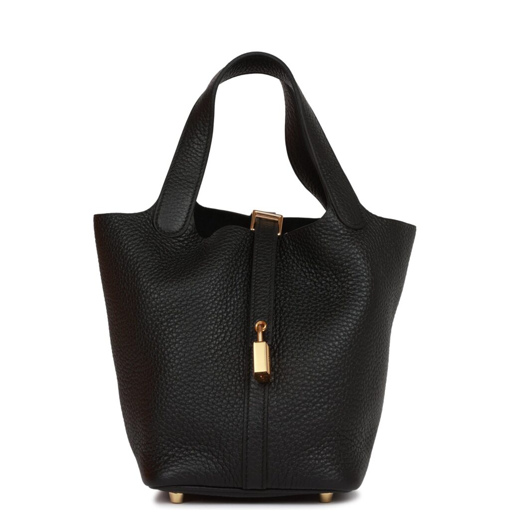 H Handbags Picotin Lock 18 Bleu Saphir Clemence Gold Hardware