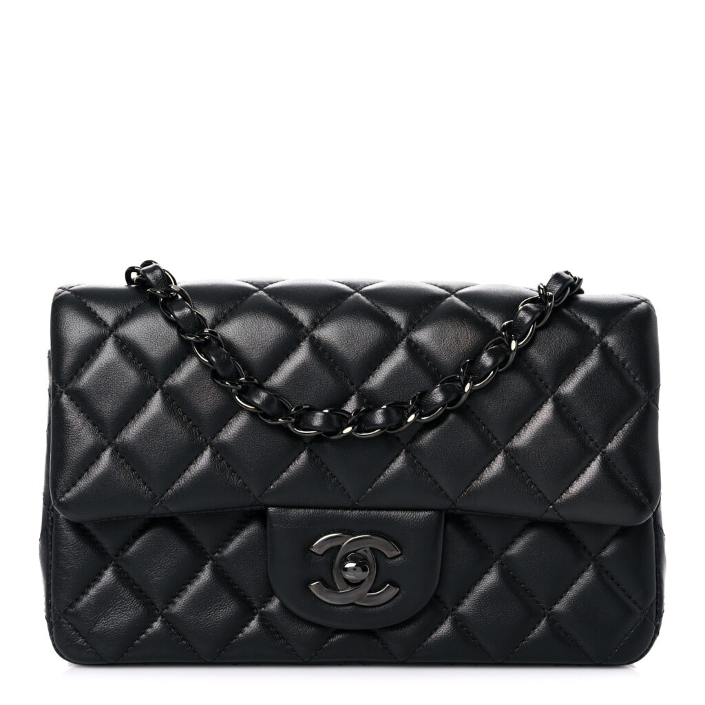 Chanel Lambskin Quilted Mini Rectangular Flap So Black