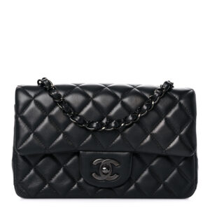 Chanel Lambskin Quilted Mini Rectangular Flap So Black
