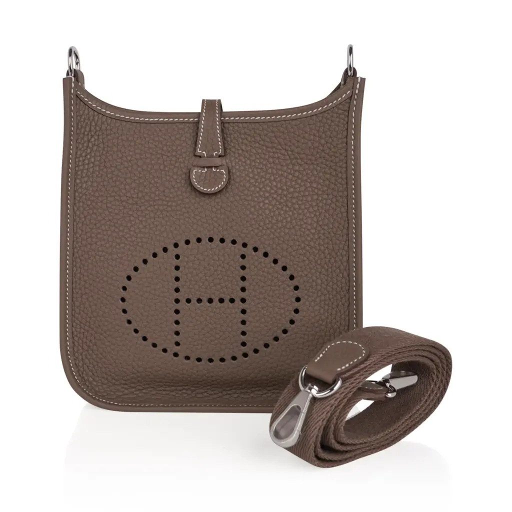H Handbags Evelyne Tpm Etoupe Clemence Palladium Hardware