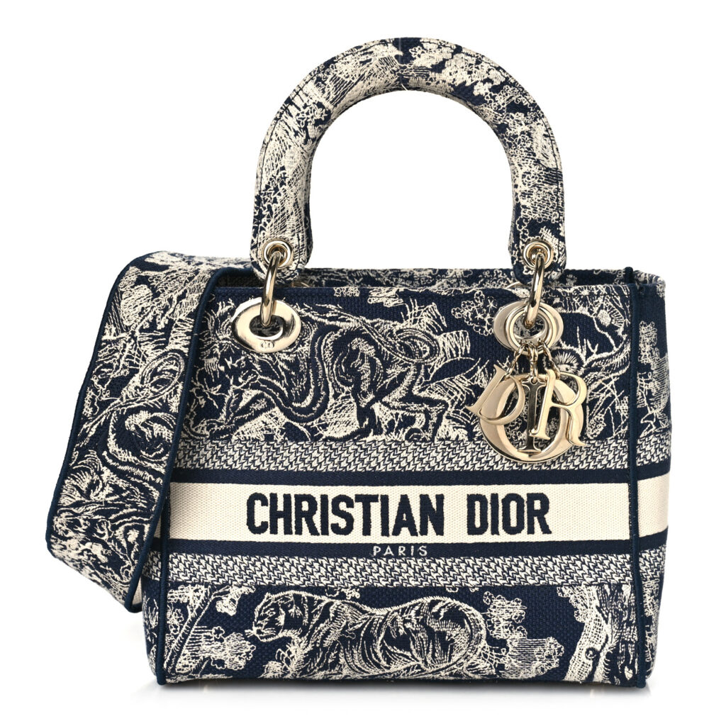 Dior Lady D-lite Bag Blue Toile De Jouy Reverse Embroidery