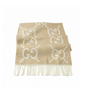 Gucci GG Cashmere Jacquard Scarf In Beige