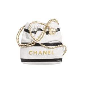 Chanel 22 Small Handbag Black White Gold Tone Metal 19Cm As3980 B16652 Ny081