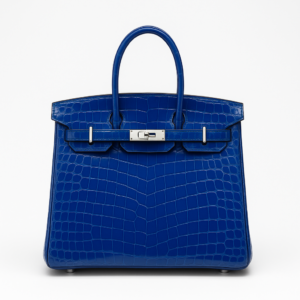 H Handbags Birkin 25 Bleu Electric Shiny Niloticus Crocodile Palladium Hardware