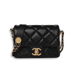 Chanel Caviar Quilted Mini Twist Your Buttons Flap Black