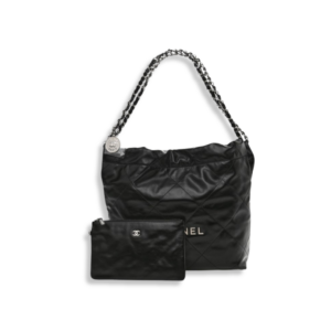 Chanel Mini 22 Bag Black Calfskin Silver Hardware