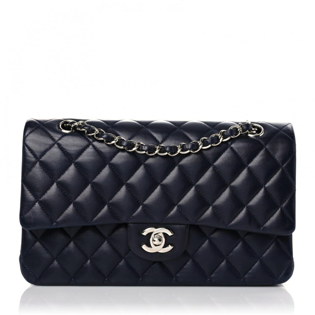 Chanel Lambskin Quilted Small Double Flap Navy