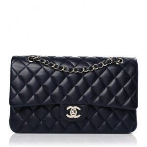 Chanel Lambskin Quilted Small Double Flap Navy