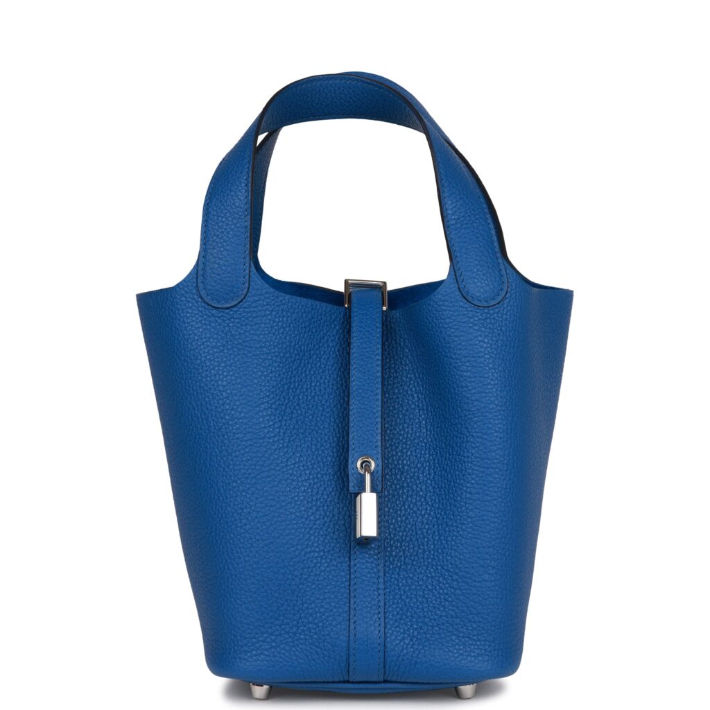 H Handbags Picotin Lock 18 Bleu France Clemence Palladium Hardware