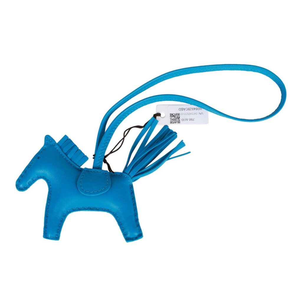 Hermes Bleu Zanzibar Grigri Horse Rodeo Bag Charm PM