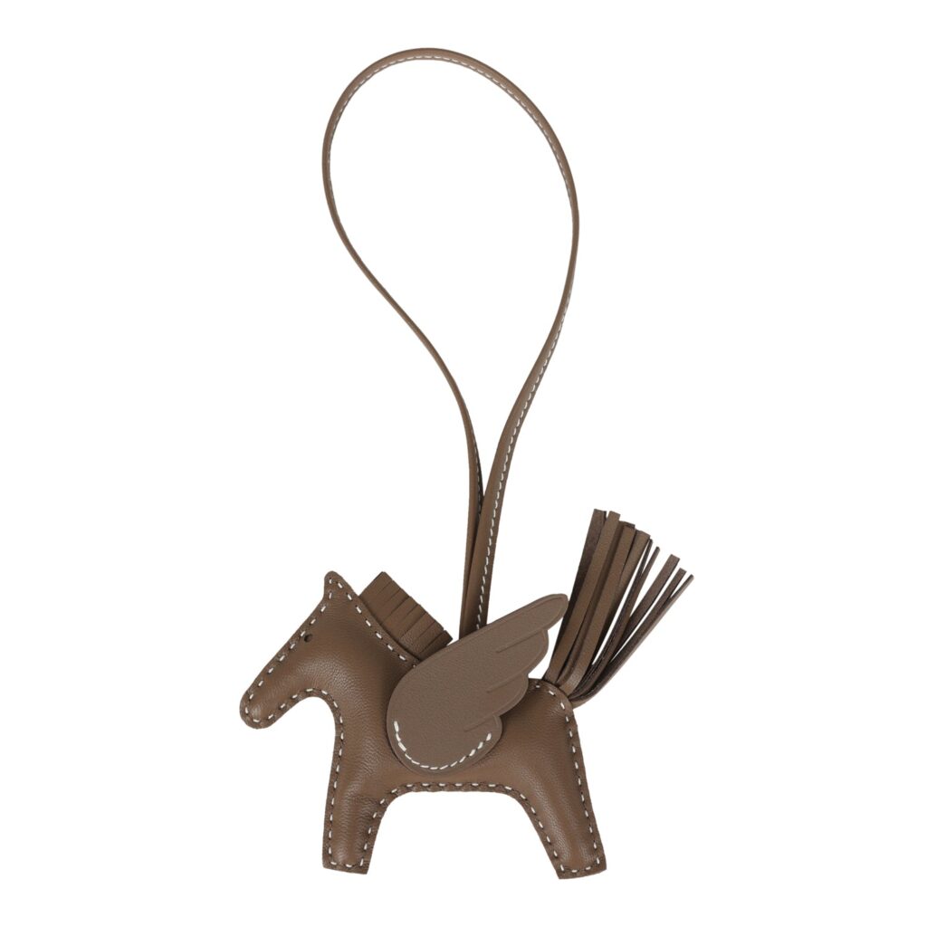 Hermes Pegase Rodeo Bag Charm PM Etoupe Milo Lambskin