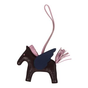 Hermes Pegase Rodeo Bag Charm MM Rouge Sellier, Mauve Sylvestre and Bleu Saphir Milo Lambskin