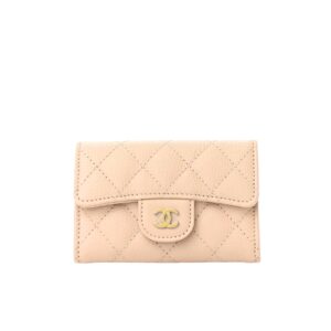 Chanel Classic Card Holder Wallet Beige Ap0214