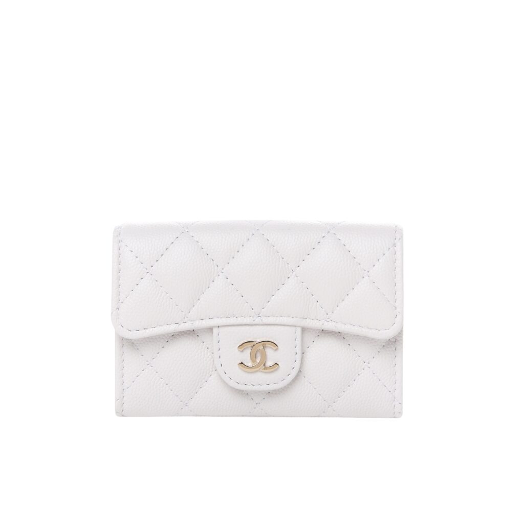 Chanel Classic Card Holder Wallet White Ap0214