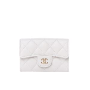Chanel Classic Card Holder Wallet White Ap0214