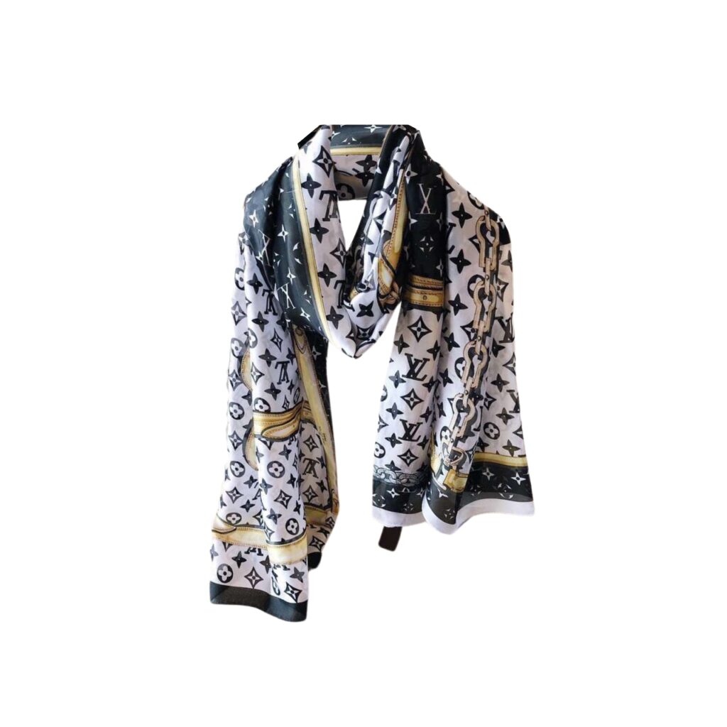 Louis Vuitton Monogram Patterned Silk Scarf Yellow 180cm