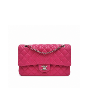 Chanel Pink Quilted Caviar Leather Classic Medium Double Flap Bag 25cm