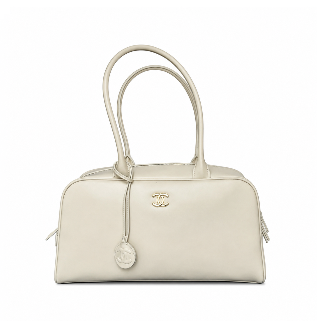 Chanel Large Bowling Bag In Beige
