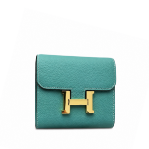 Hermes Green Epsom Leather Constance Compact Wallet