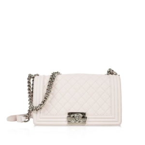 Chanel Bag White Quilted Caviar Medium