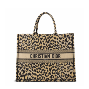 Dior Canvas Mizza Large Leopard Book Tote Beige 42cm