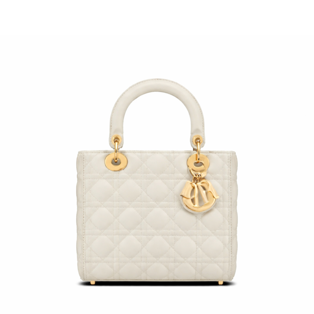 Medium Lady Dior Bag Latte Cannage Lambskin 24cm