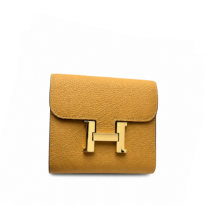 Hermes Evercolor Constance Compact Passant Wallet Jaune Ambre