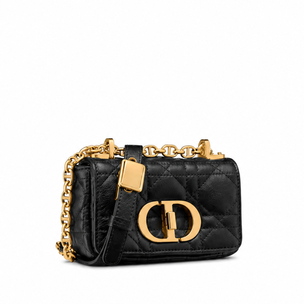 Dior 30 Montaigne  Bag With Chain Black Calfskin
