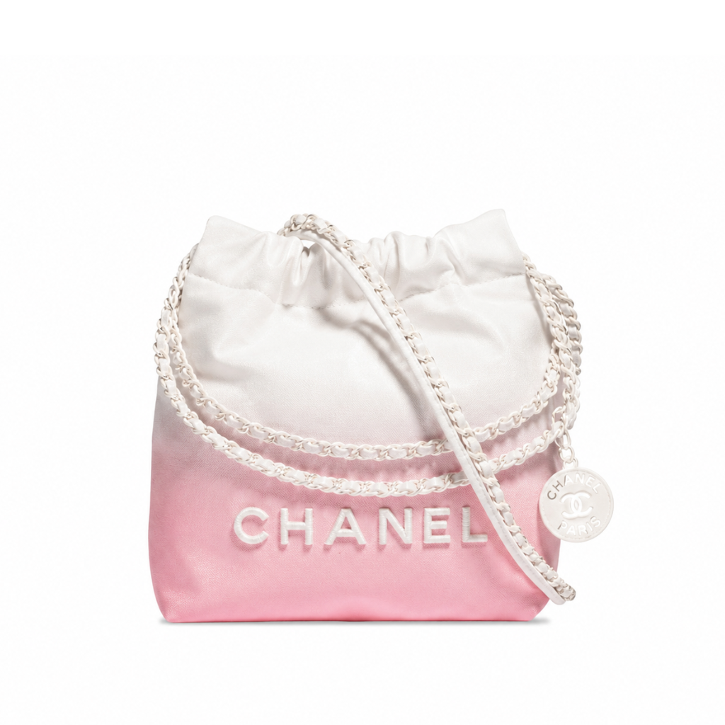 Chanel Patent Gradient Calfskin Quilted Mini Chanel 22 White Light Pink