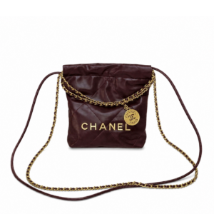 Chanel Shiny Calfskin Quilted Mini Chanel 22 Brown