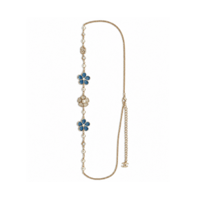 Chanel Blue Floral Convertible Chain Belt And Necklace
