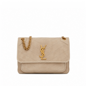Saint Laurent Niki Baby Chain Bag In Suede Light Grey 6331581U827-9607