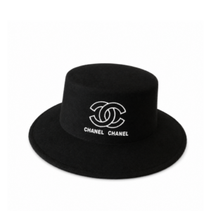 Chanel CC Wide Brim Wool Hat Black