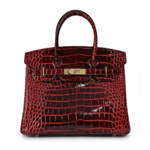Hermes Birkin 25 Bordeaux Shiny Crocodile Gold Hardware