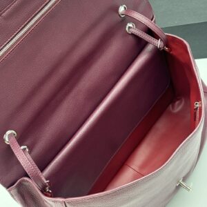 Chanel Maxi “Souplissimo” Large Flap Bag Burgundy Caviar Silver Hardware