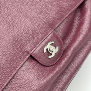 Chanel Maxi “Souplissimo” Large Flap Bag Burgundy Caviar Silver Hardware
