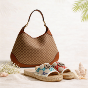 Gucci Monogram Summer Set – 2 Piece Bundle (Monogram Bag + Sandals)