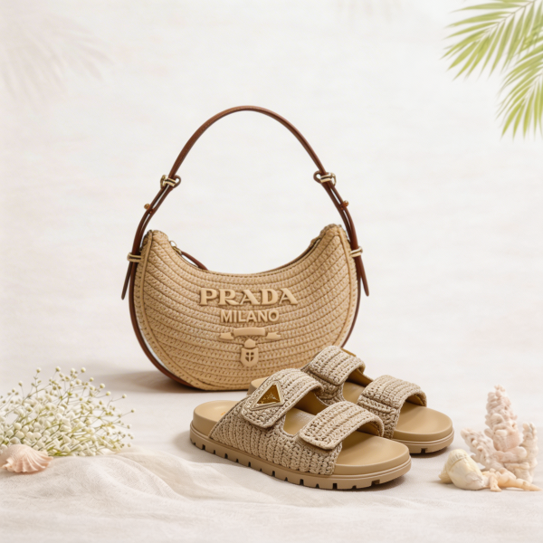 The Prada Natural Ease – 2 Piece Bundle (Shoulder Bag + Sandals)