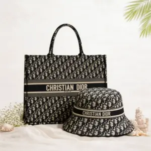 Christian Dior Riviera Oblique Book Tote Bag And Bucket Hat Set