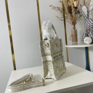 Dior White Mini Jardin D'Hiver Vertical Book Tote