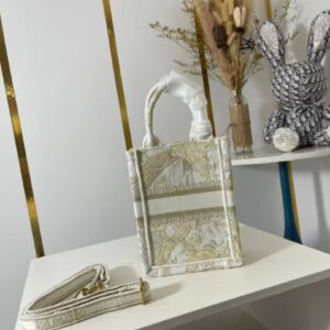 Dior White Mini Jardin D'Hiver Vertical Book Tote