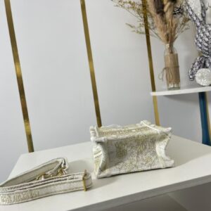 Dior White Mini Jardin D'Hiver Vertical Book Tote